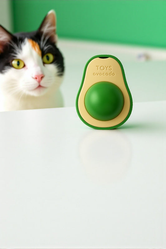 Yapışkanlı Avokado Şekilli Yenilebilir Kedi Nanesi – Catnip Otu Oyuncağı, Dayanıklı Plastik Kapaklı