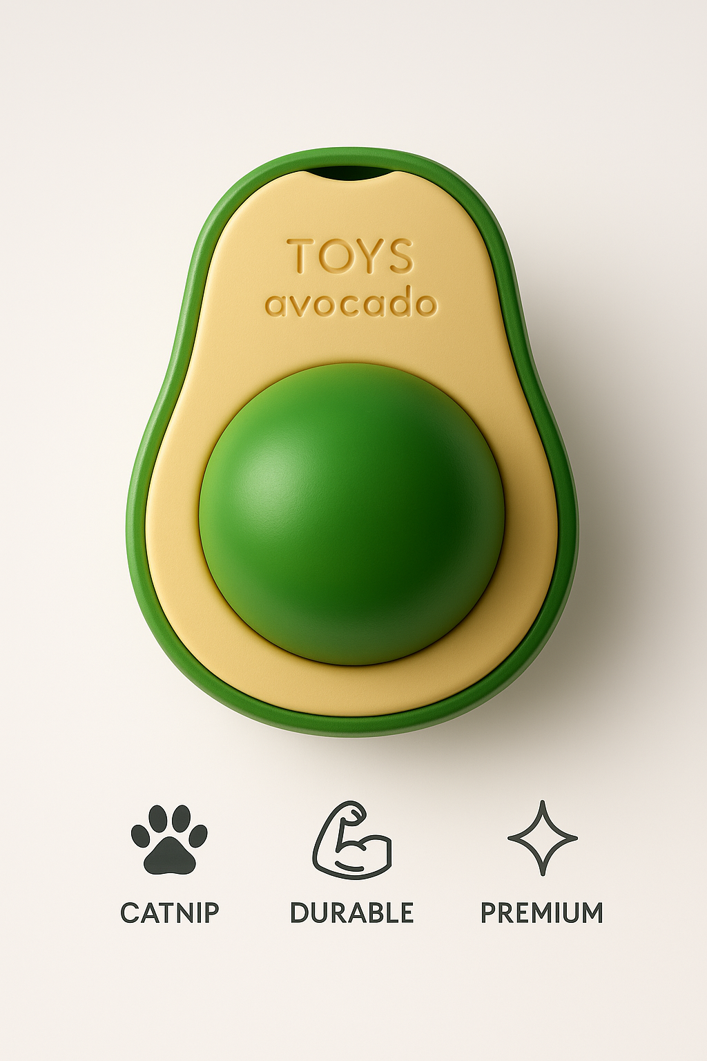 Yapışkanlı Avokado Şekilli Yenilebilir Kedi Nanesi – Catnip Otu Oyuncağı, Dayanıklı Plastik Kapaklı
