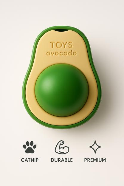 Yapışkanlı Avokado Şekilli Yenilebilir Kedi Nanesi – Catnip Otu Oyuncağı, Dayanıklı Plastik Kapaklı